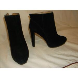 Nine West Cashy Black Suede Hi Heel Hidden Platform Booties With Lug Sole 7.5 M